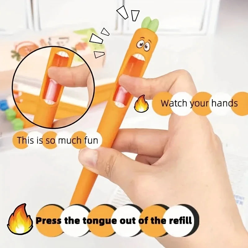 4pcs Multi-Expression Radish Shaped Gel Pens Creative Fresh Stationery Supplies Black Ink Fun Easter Gifts And Party Giveaways