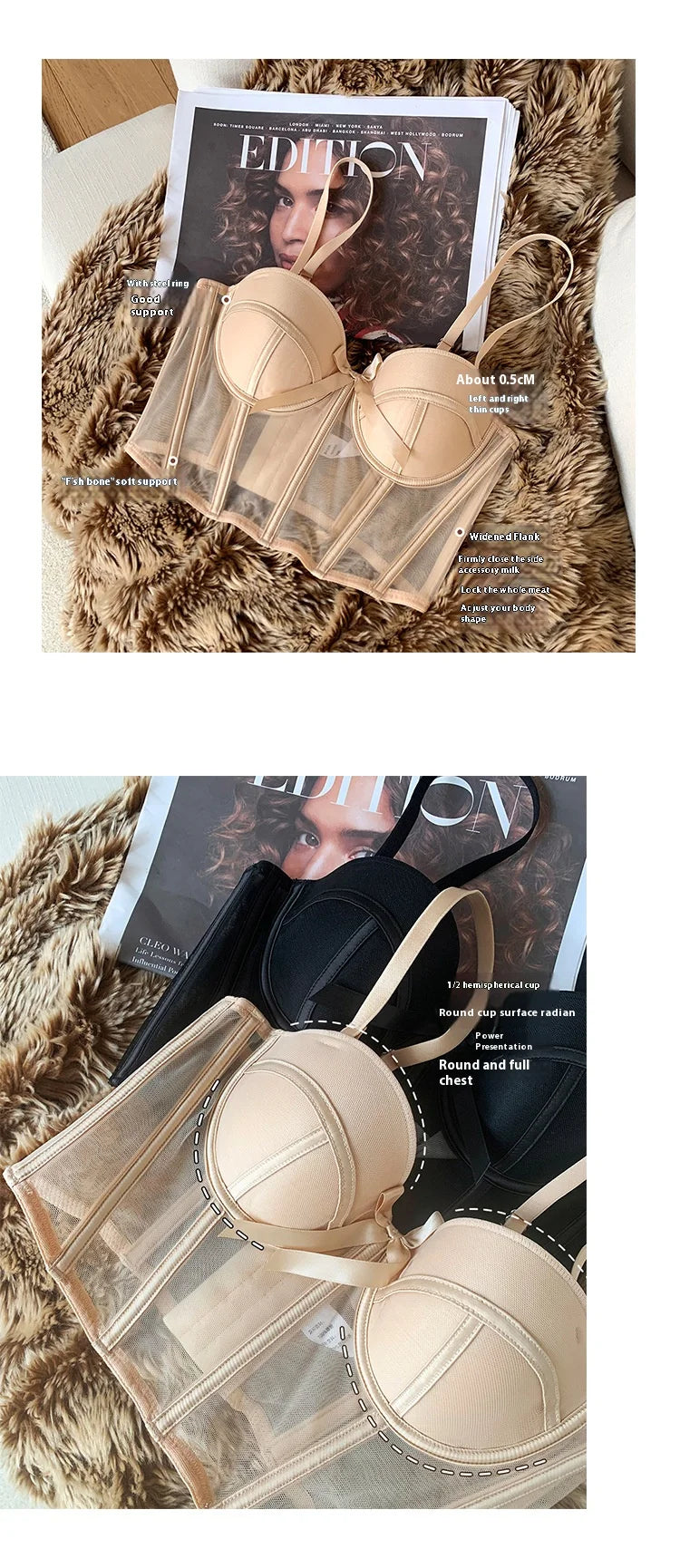 Women's Adjustable Half-Cup Bra