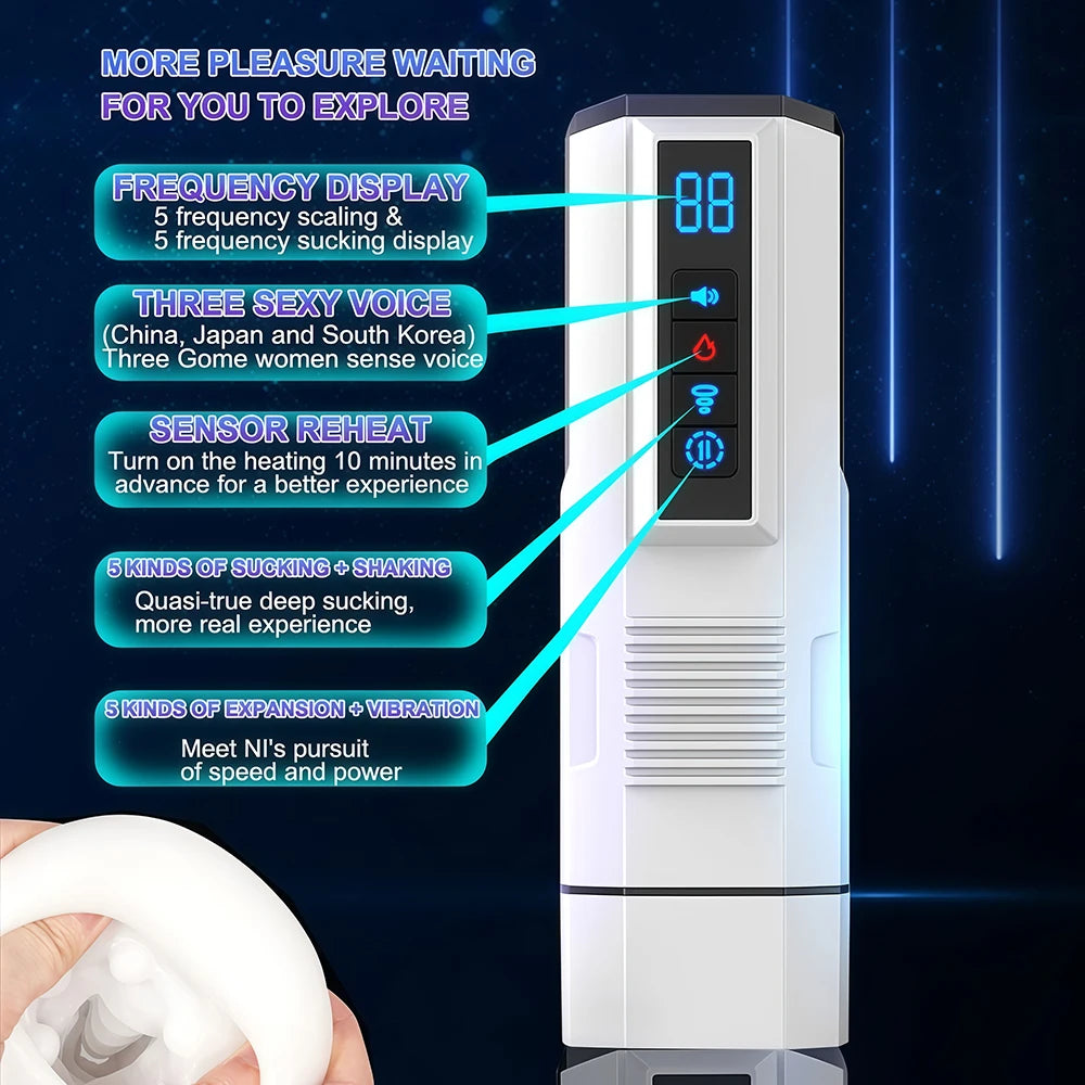 Automatic Telescopic Penis Train for Men Male Masturbator Cup Sex Machine Sucking Vibrating Heating Vagina Adult Sex Toy