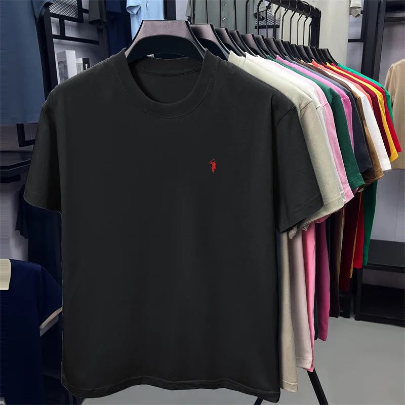 100% cotton breathable short sleeve T-shirt men's summer fashion luxury brand golf Paul embroidery loose casual round neck top
