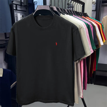 100% cotton breathable short sleeve T-shirt men's summer fashion luxury brand golf Paul embroidery loose casual round neck top