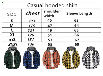 Men's Plaid Hooded Casual Shirt