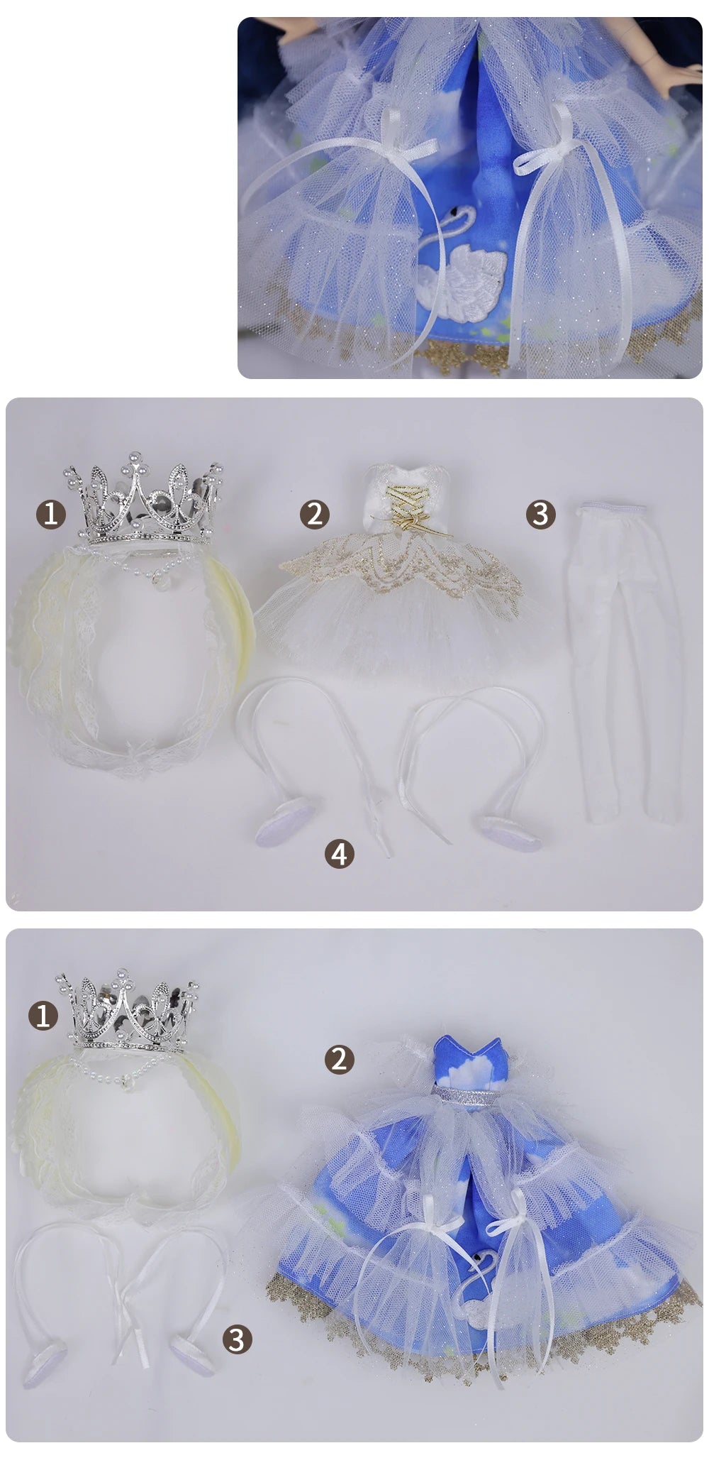 ICY DBS Blyth Doll Dress White Swan Ballet Suit Skirt 1/6 BJD Ob24 Anime Girls