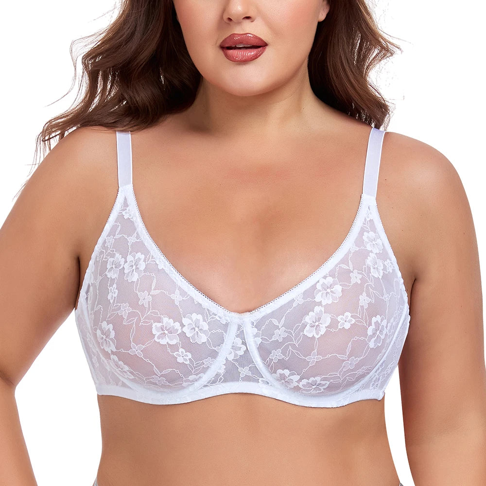 Plus Size Womens Bras Lace Underwire BH B-E Cup Comfortable & Alluring Lingerie