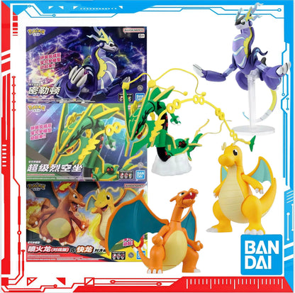 Bandai Original In Stock POKEMON Miraidon Mega Rayquaza Dragonite Charizard Anime Action Figures Assembly Model Ornaments