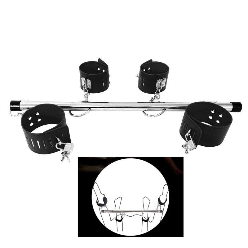 BDSM Bondage Set Stainless Steel Sex Slave Handcuffs Ankle Cuffs Fetish Restraints Sex Toys for Couples
