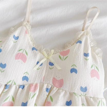 Women's Floral V-Neck Halter Nightgown