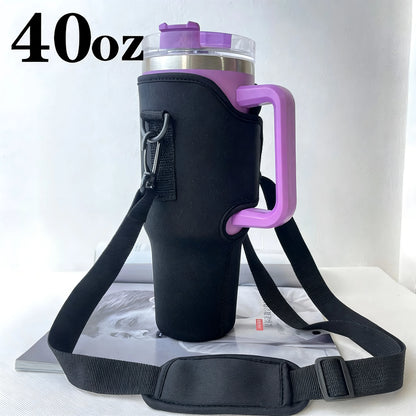 Large 40oz Insulated Leak Proof Water Bottle Carrier Bag Pouch Cover Holder Adjustable Strap for Thermos Outdoor Hiking Gym