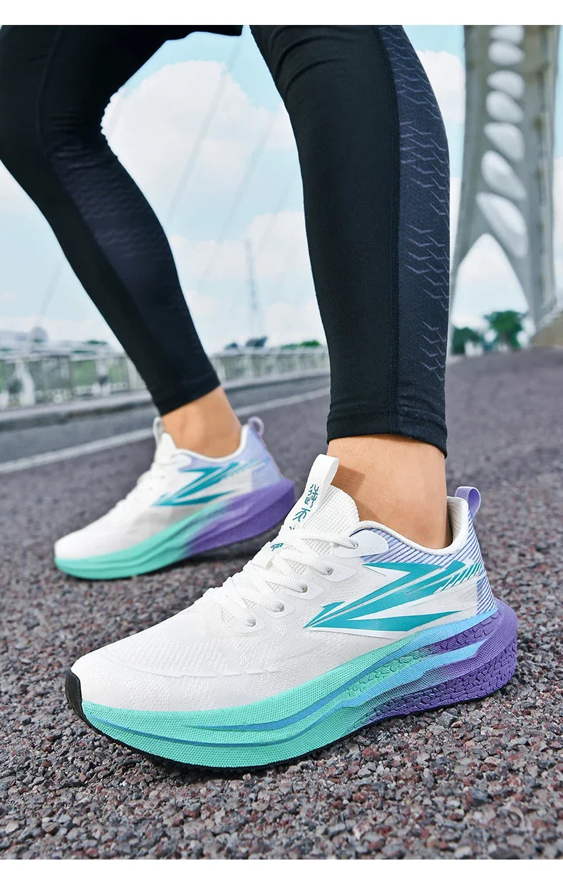 Men's Running Shoes Jogging Cushioning Mesh Outdoor Couple Trainer Race Breathable Sneakers Non-Slip Carbon Board Off-road Shoes
