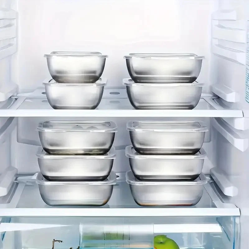5pcs Stainless Steel Food Storage Stackable Meal Prep Boxes for Kitchen Fridge Lunch Ideal for Meal Prep Travel Kitchen Storage