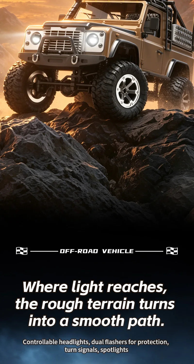 KF90 1:12 2.4G RC Car With Lights 4WD 60Mins Remote Control Climbing Car Off-Road Vehicle RTR High Speed Drift Model Toy for Kid