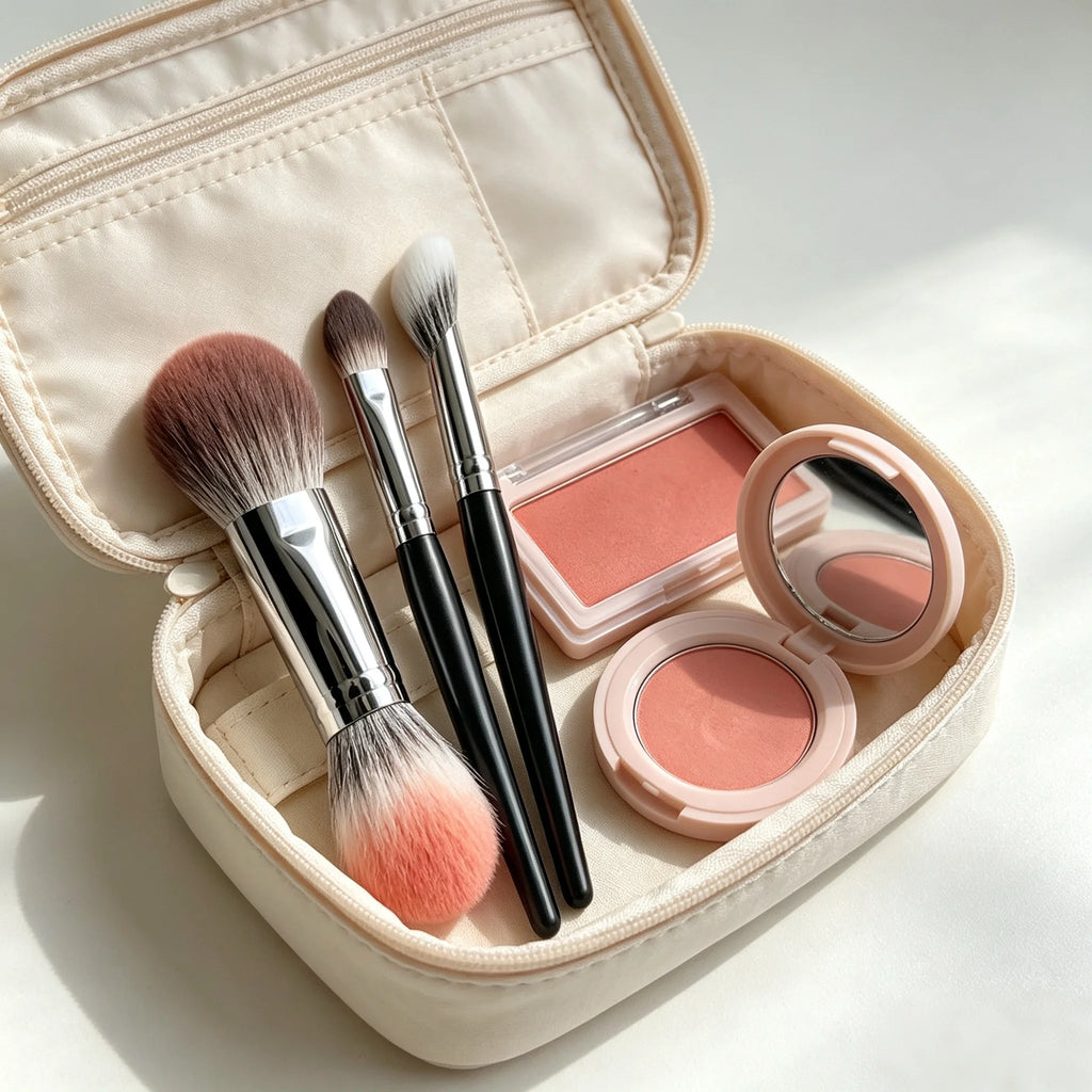 Peach Heart Blush Brush 1/2Pcs Compact Flat Precision Makeup Brush Cosmetic Applicator for Powder Cream & Liquid Blush
