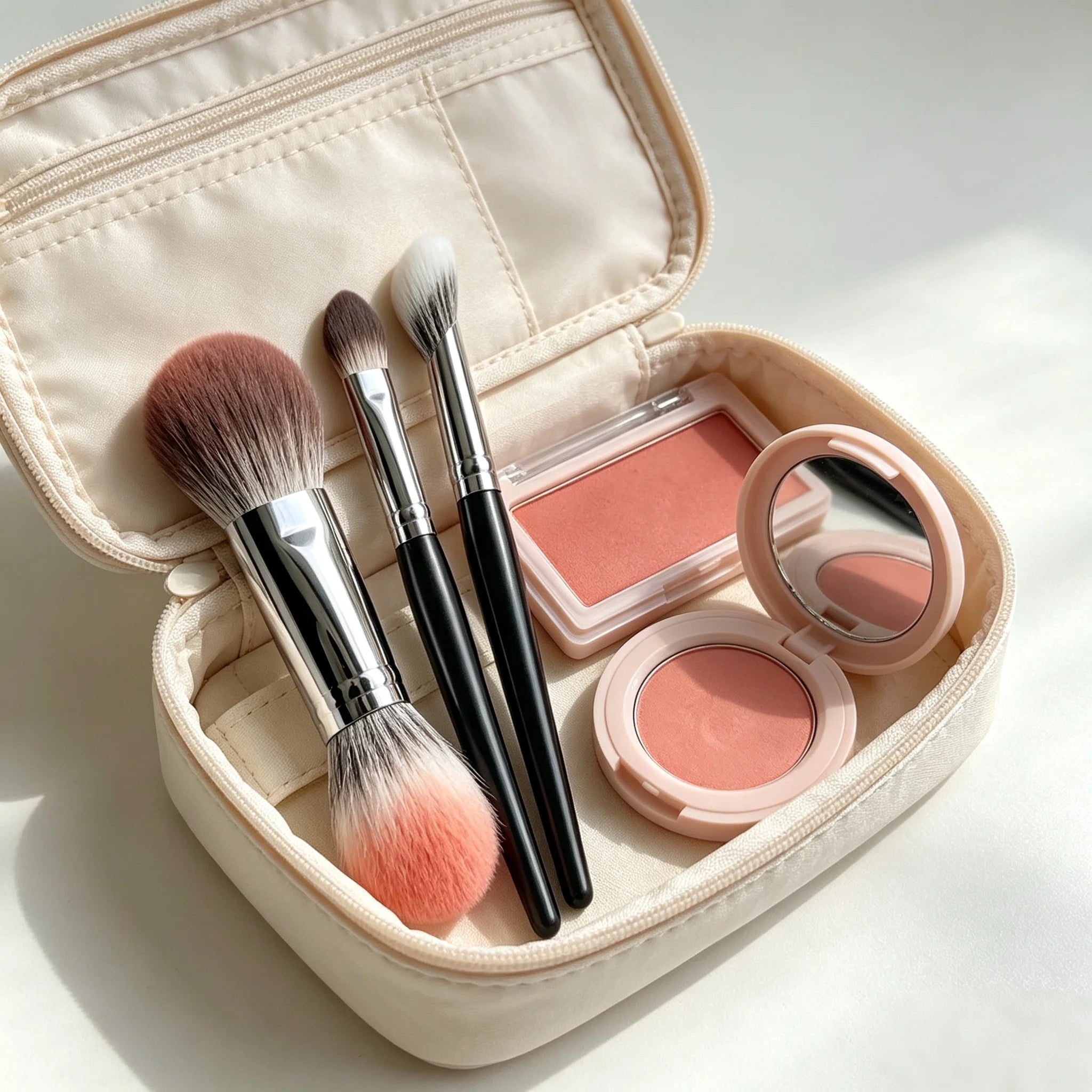 Peach Heart Blush Brush 1/2Pcs Compact Flat Precision Makeup Brush Cosmetic Applicator for Powder Cream & Liquid Blush