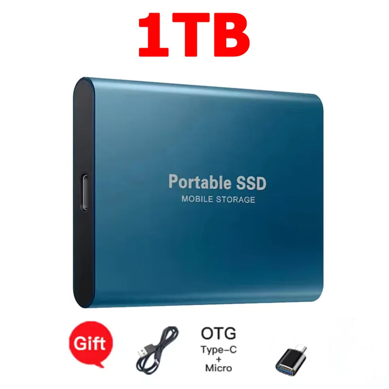 High-speed SSD 1TB Portable External Hard Drive 2TB Solid State Drive 4TB Mass Hard Disk for Laptop Mac PC and Mobile Phone Data