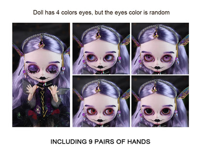 ICY DBS Blyth 1/6 doll hand painted makeup theme set skull face shell sleepy eyes long eyelashes bjd doll complete set sd