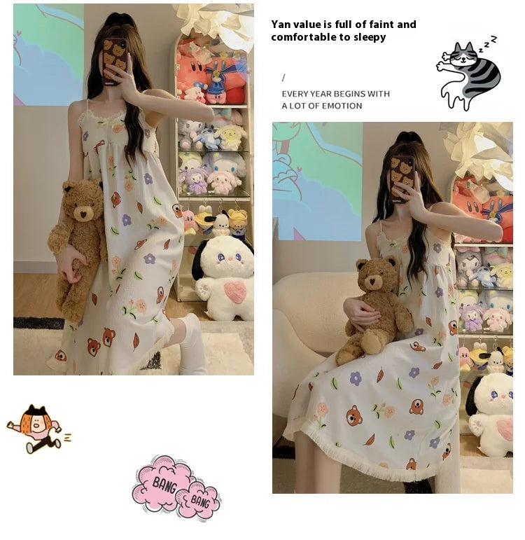 Women's Floral V-Neck Halter Nightgown