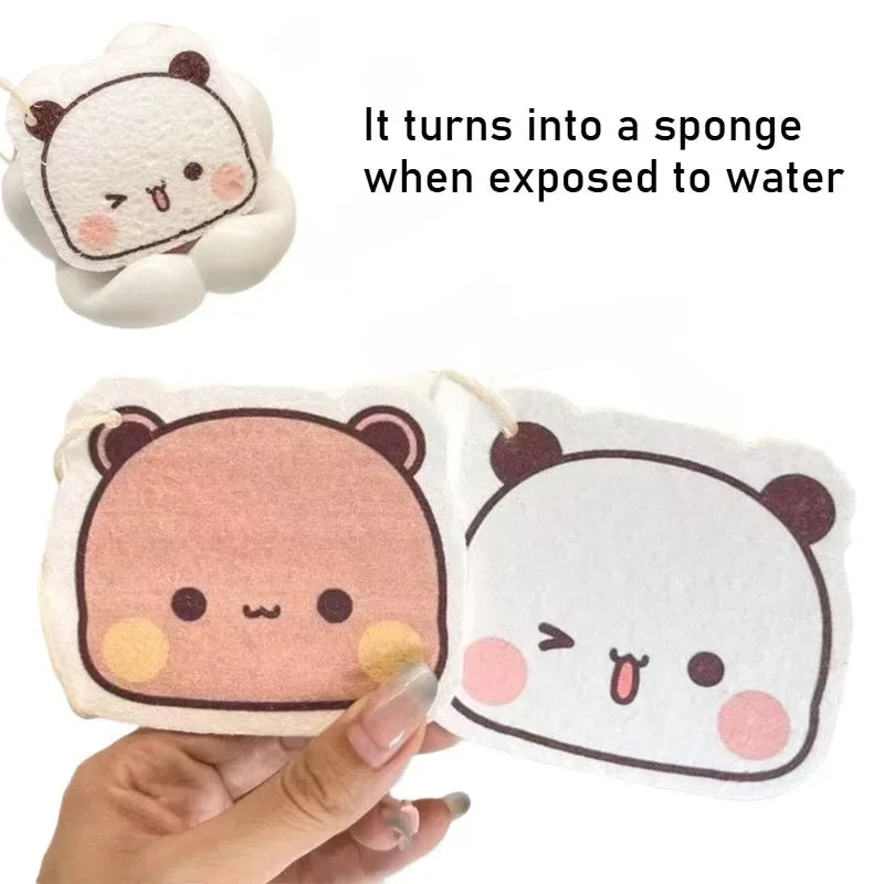 Cute Panda Bubu Dudu Carpenter's Cotton Sponge Wipe Kawaii Cartoon Anime Household Towel for Dishwashing, Cleaning Sponge Brush