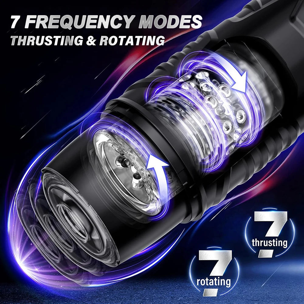 Male Masturbator Sex Toys for Men - Adult Toy Male Sex Toys with 7 Thrusting & 7 Rotating, Pocket Pussy Hands Free Sex Machine