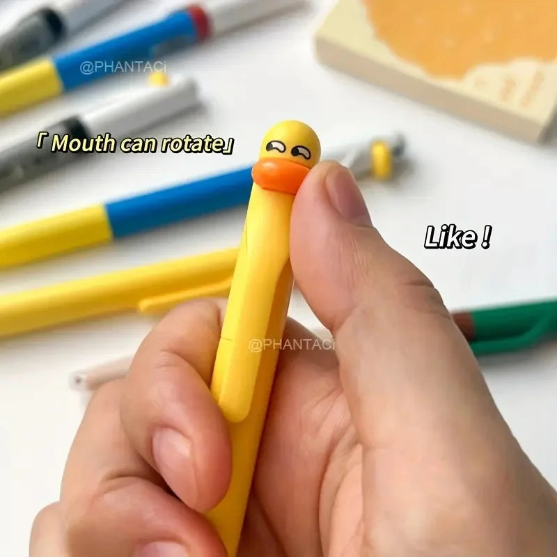4/8pcs Duck And Chick Gel Pen Creative Duck Rotate Gel Pen Chick Press Gel Pen Black Writing Pen Office Supplies Small Gift