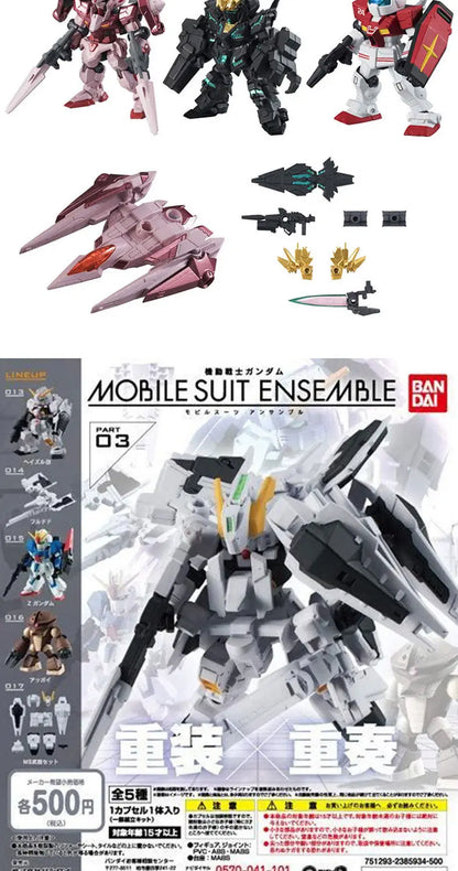 Bandai Gashapon Mobile Suit Ensemble (MSE) Gundam RX-78-2 Strike Hi-Nu Wing Astray ZZ Barbatos Assemble Model Kit Toy