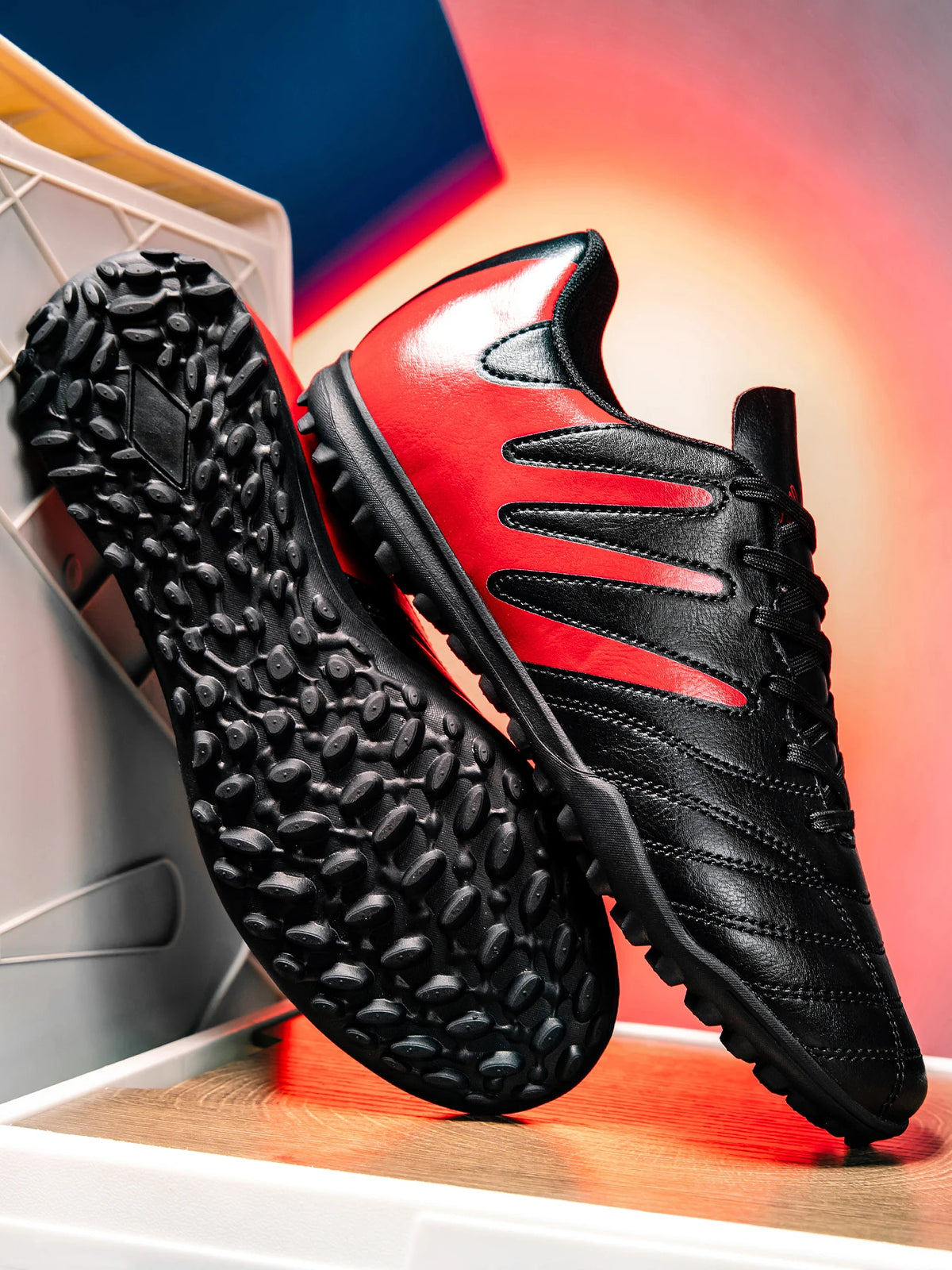 Breathable TF Turf Soccer Cleats Non-Slip Wear-Resistant Strong Grip Ankle Support Stable Lightweight Flexible