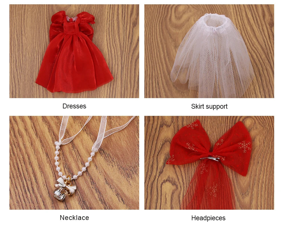 ICY DBS Blyth doll 1/6 bjd bow hair clip dress wedding dress set girls toys sd