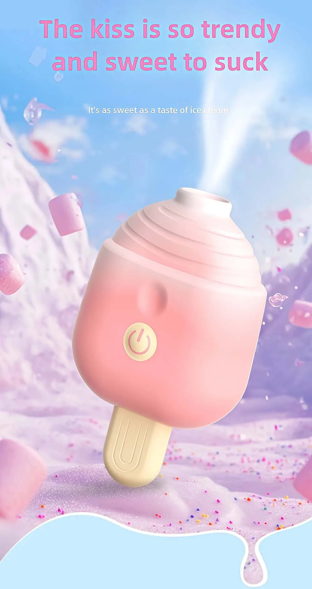 Ice Cream Portable Vibrating Sucking Masturbation Massager Clitoris Nipple Vibrating Sucking Stimulator Sex Toys Adult Products