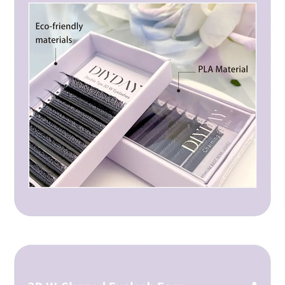 DIYDAY W-Shape Eyelash Extension 3d 4d 5d 6d 7d 8d W Lashes Natural Soft Premade Fan Bloom Effect Eye Lashes for Beauty Makeup