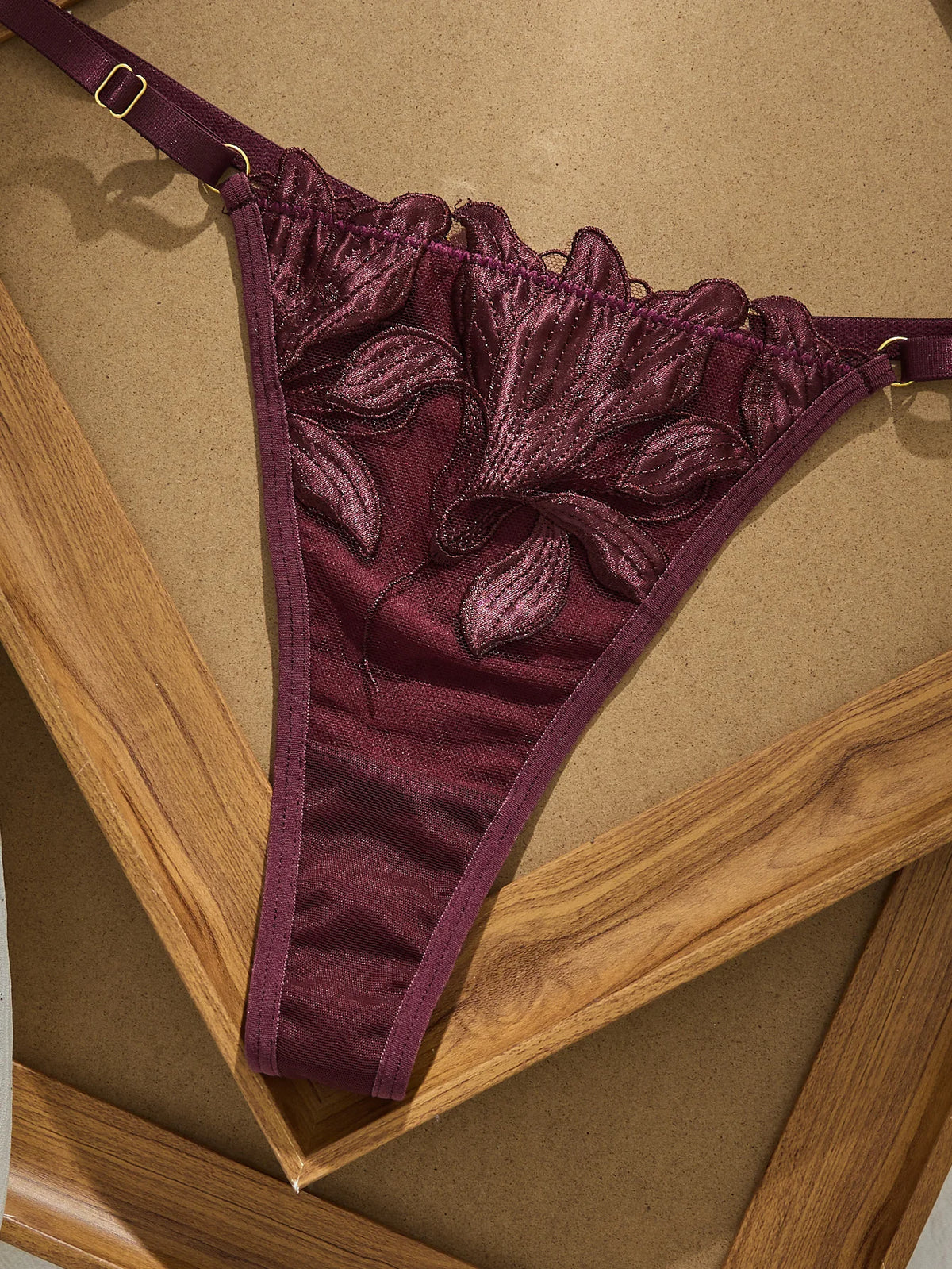 Women's Brown Color-Block Bra Set