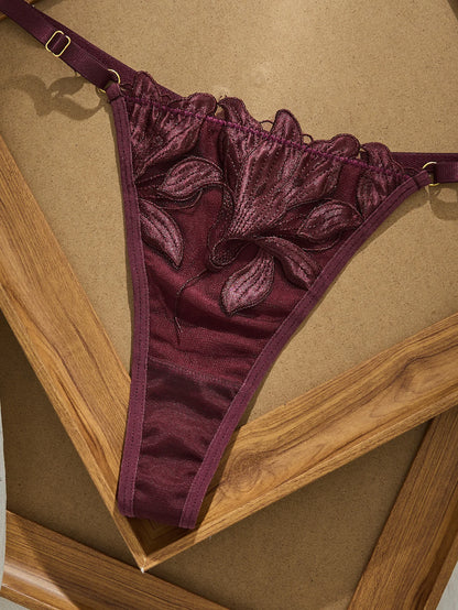 Women's Brown Color-Block Bra Set
