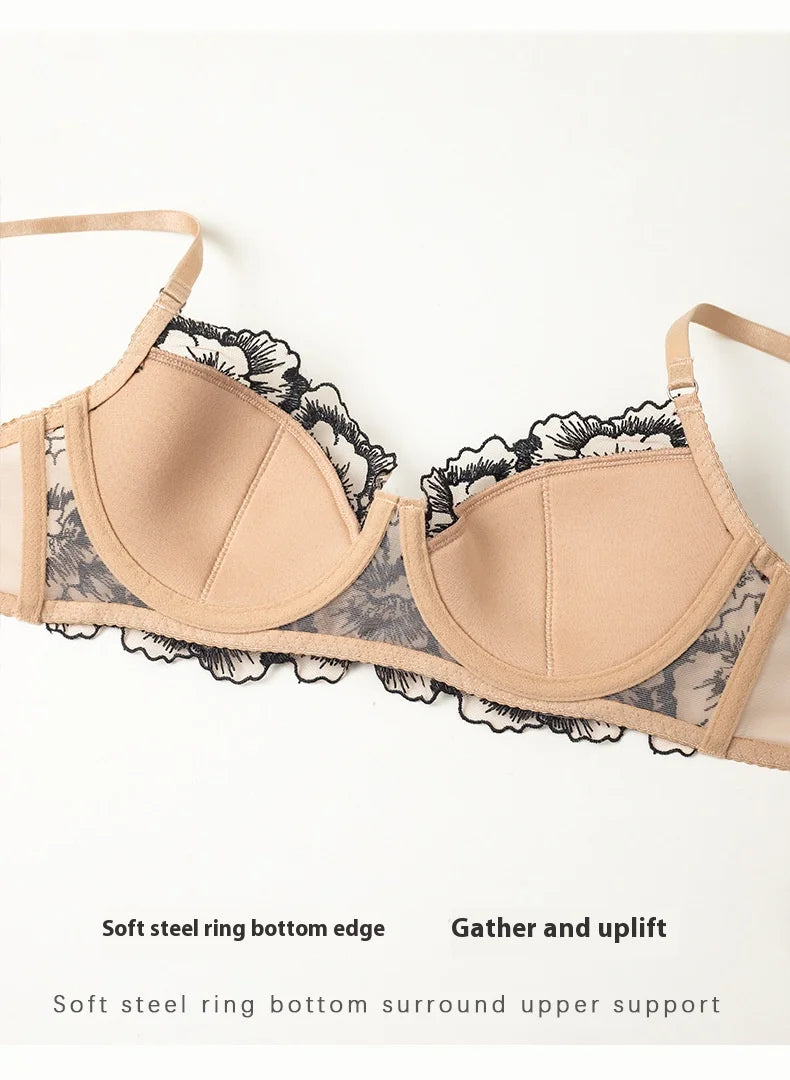 Women's Embroidered Lace Push-Up Bra Set