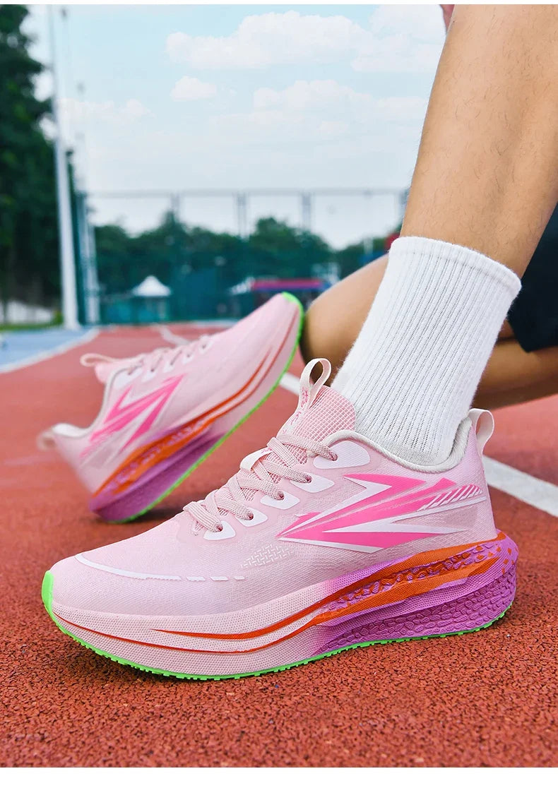 Men's Running Shoes Jogging Cushioning Mesh Outdoor Couple Trainer Race Breathable Sneakers Non-Slip Carbon Board Off-road Shoes