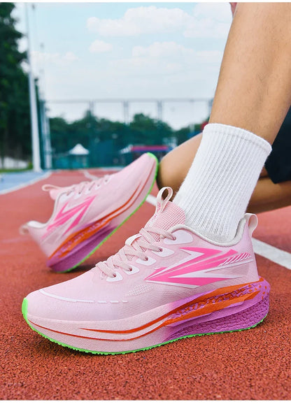 Men's Running Shoes Jogging Cushioning Mesh Outdoor Couple Trainer Race Breathable Sneakers Non-Slip Carbon Board Off-road Shoes
