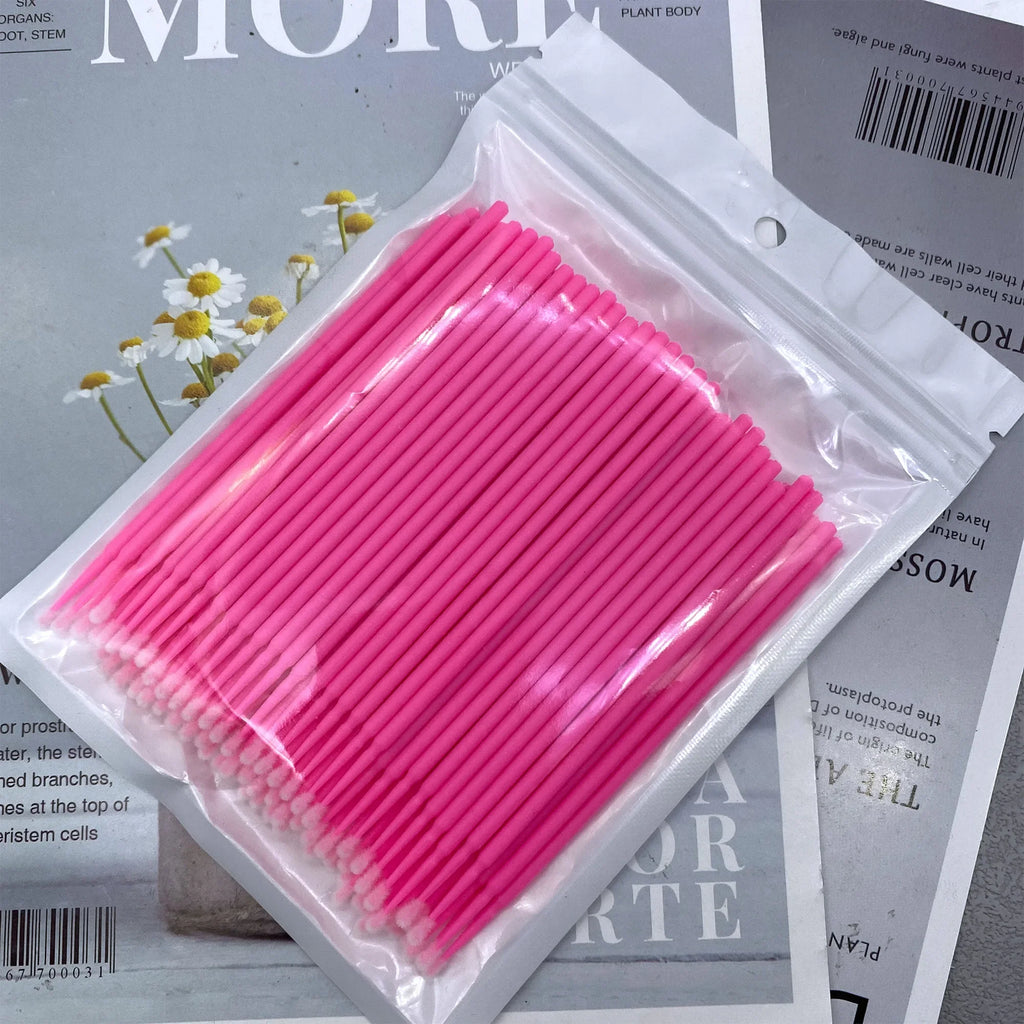 100/500pcs Eyelash Cleaning Brush Lash Extension Micro Cotton Swab Individual Eyelashes Microbrush Beauty Makeup Clean Remover