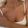 Stainless Steel Lariat Necklace Gold Plated, Dainty Long Necklace Laryered Necklaces For Women Girls, Y Shape Drop Pendant
