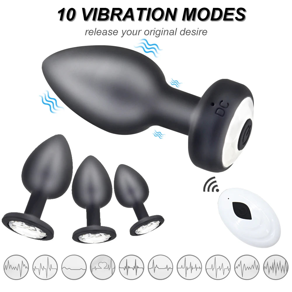 Vibrating Anal Plug Set Dildos Bullet Vibrator 10 Vibration Wireless Remote Control Sex Toy for Women Men Gay Prostate Massager