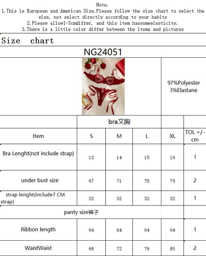 Women's Satin Floral Embroidered Lingerie Set