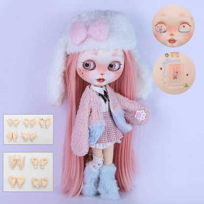 ICY DBS Blyth 1/6 Doll Hand Painted Set Cute Bunny Frosted Face Doll Set SD
