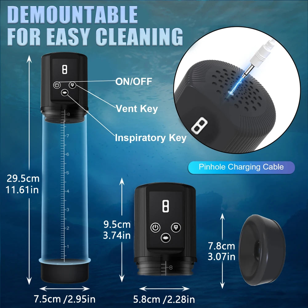 Electric Penis Pump Erection Enlargement Extend Pump 9 Suction Levels Masturbating Penis Extender Exerci Sex Toy for Adult Men