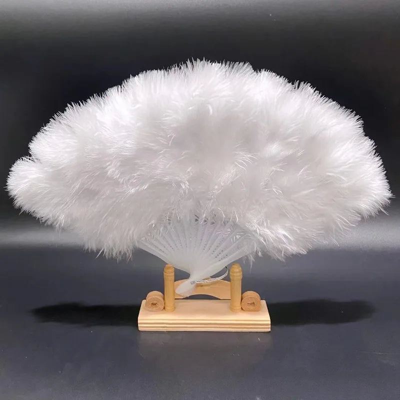 Bridal Feather Hand Fan - Elegant Wedding Accessory for Bachelorette Parties & Ceremonies - Luxe Folding Fan