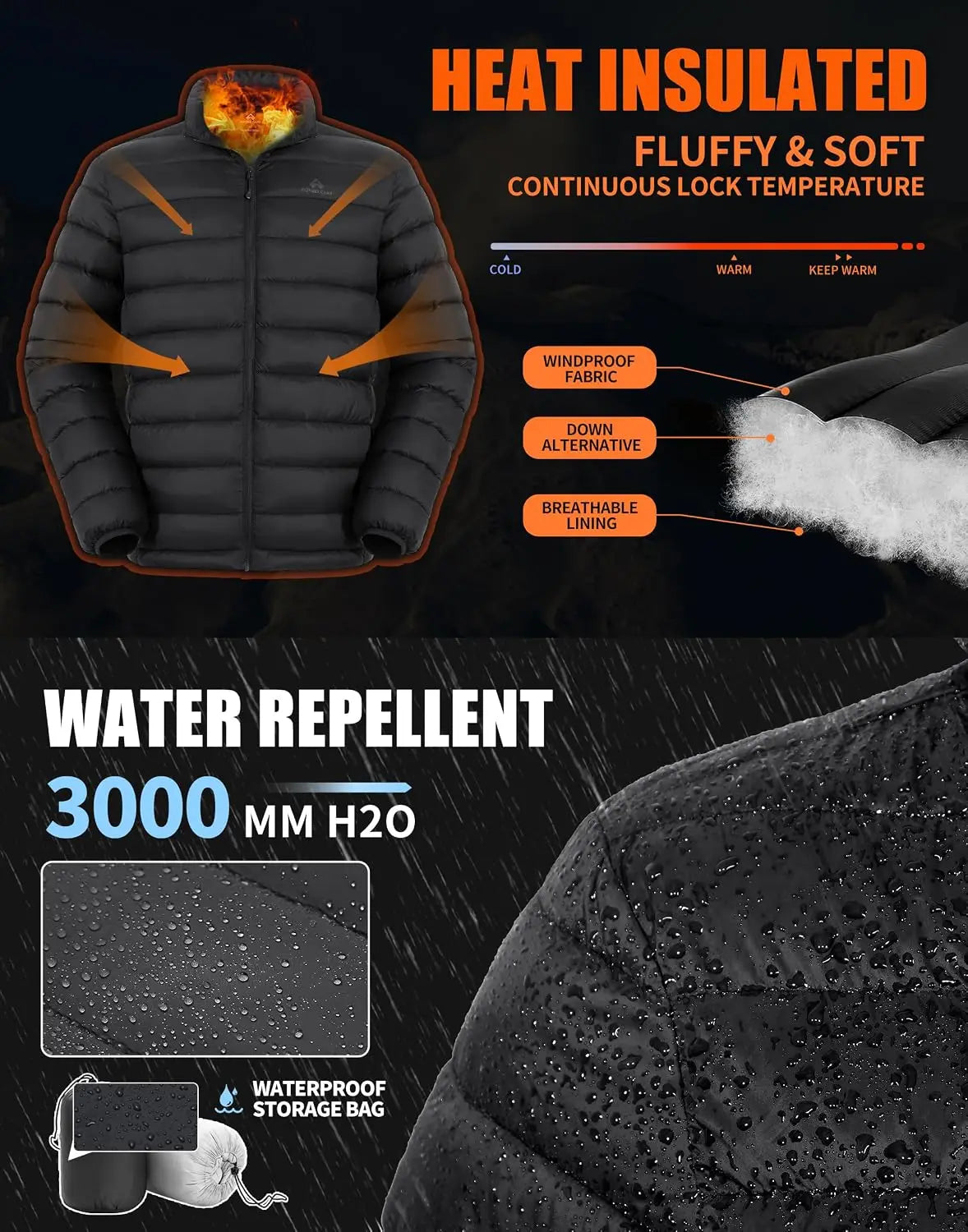 Pioneer Camp Mens Lightweight Packable Puffer Jacket Winter Insulated Puffy Coat Water Repellent Warm Quilted Jackets Travel