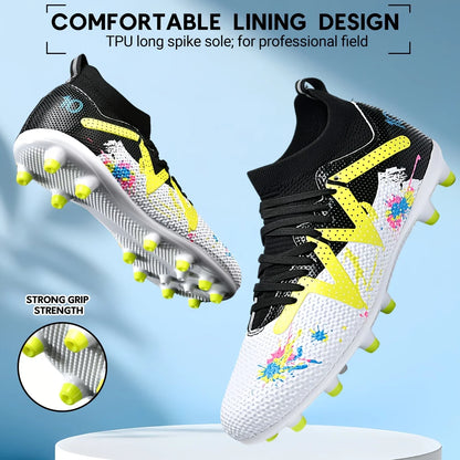 Unisex Men AG FG Soccer Boots Durable PU Upper Robust Rubber Studs For Outdoor Lawn Recreational Football Sports Matches