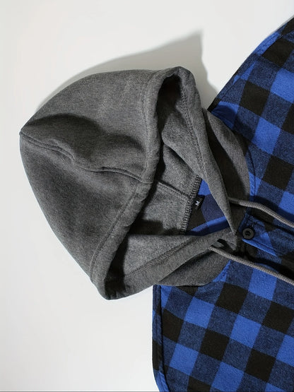 Men's Plaid Hooded Casual Shirt