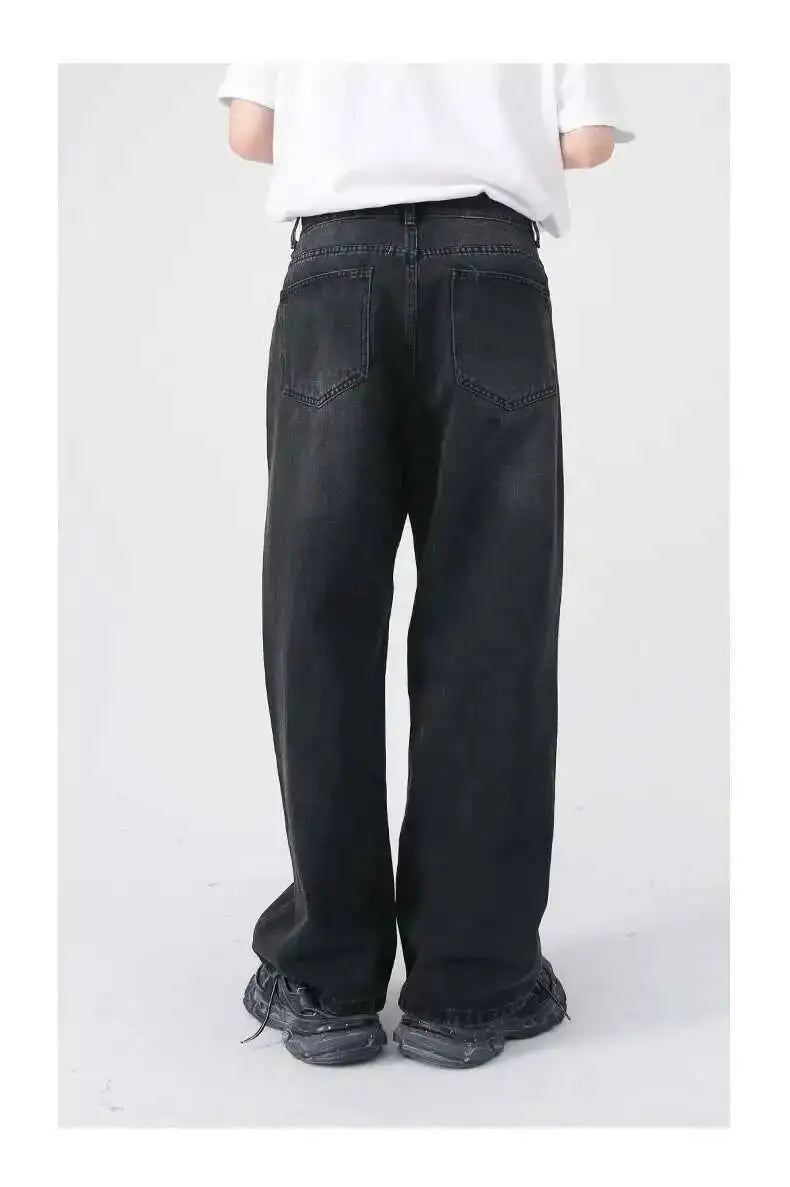 IEFB Men's Jeans New Korean Personality Straight Wide Leg Denim Pants Fashion Autumn Spring Vintage Male Trousers 9A5577