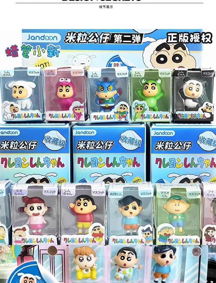 Original JANDOOM Crayon Shin-chan Blind box Shin chan Anime Figure Rice grain Doll Mini Figure Cute Cartoon Model Kids Toys Gift