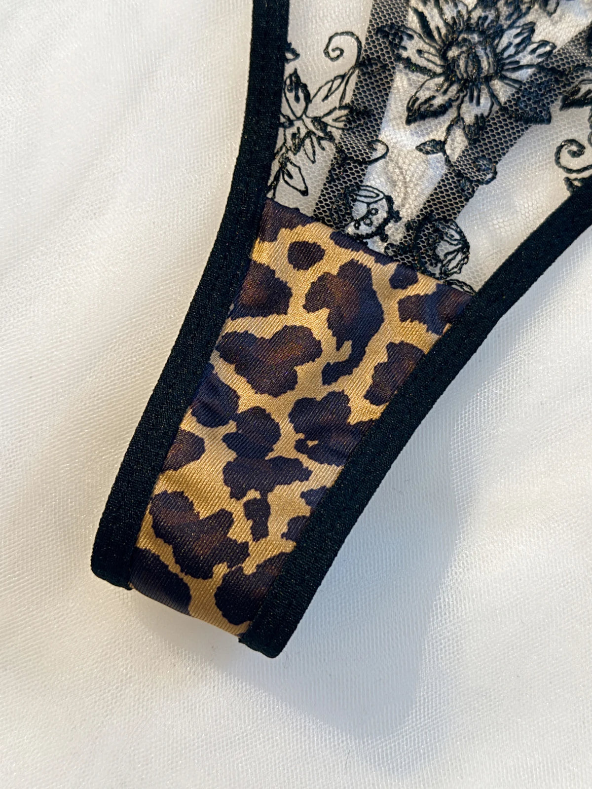 Black Leopard Lace Bra & Thong Set