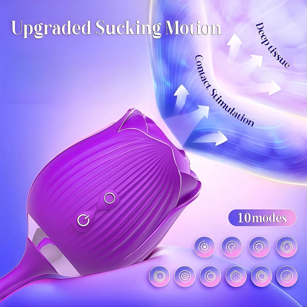 2 IN 1 Thrusting Vibrator for Women Clit Stimulator Telescopic Sucking Oral Biting Female Rose Sex Toy Clit Sucker Adults Good