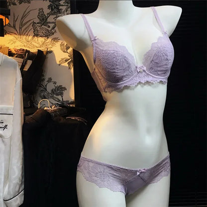 Women's Embroidered Lace Bra Set