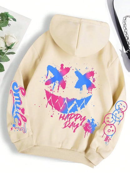 Smiley Graphic Streetwear Hoodie
