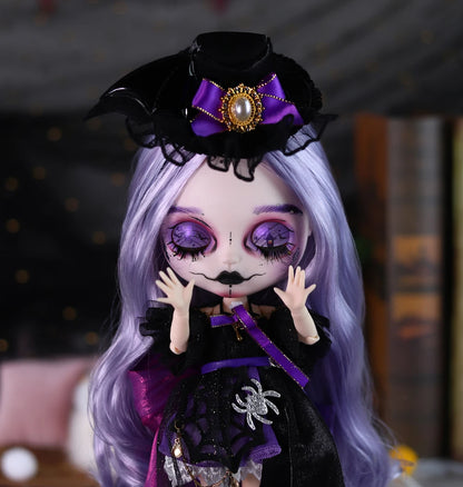 ICY DBS Blyth 1/6 doll hand painted makeup theme set skull face shell sleepy eyes long eyelashes bjd doll complete set sd